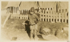 Image of Little Eskimo [Kalaallit] with baby on back